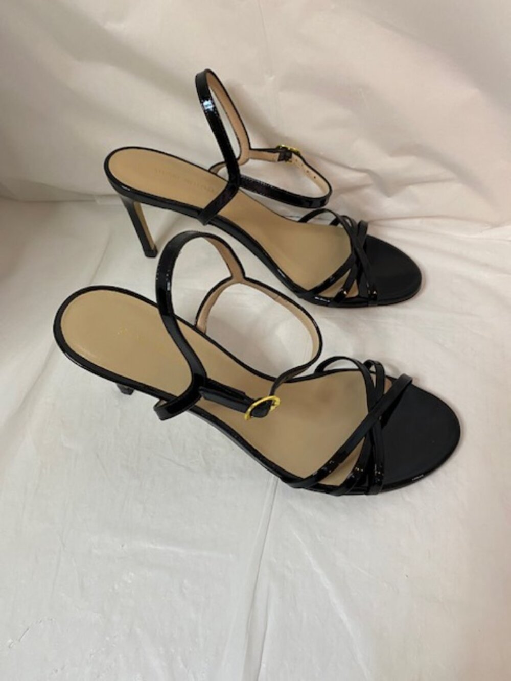 Stuart Weitzman Black Patent Leather Strappy Slingback Heels – Size 7.5B - Picture 7 of 11